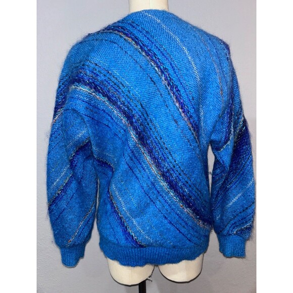 Danouchka-Olivier Vintage Women’s Wool Mohair Sweater OS Lurex Sequin Striped - Picture 6 of 9